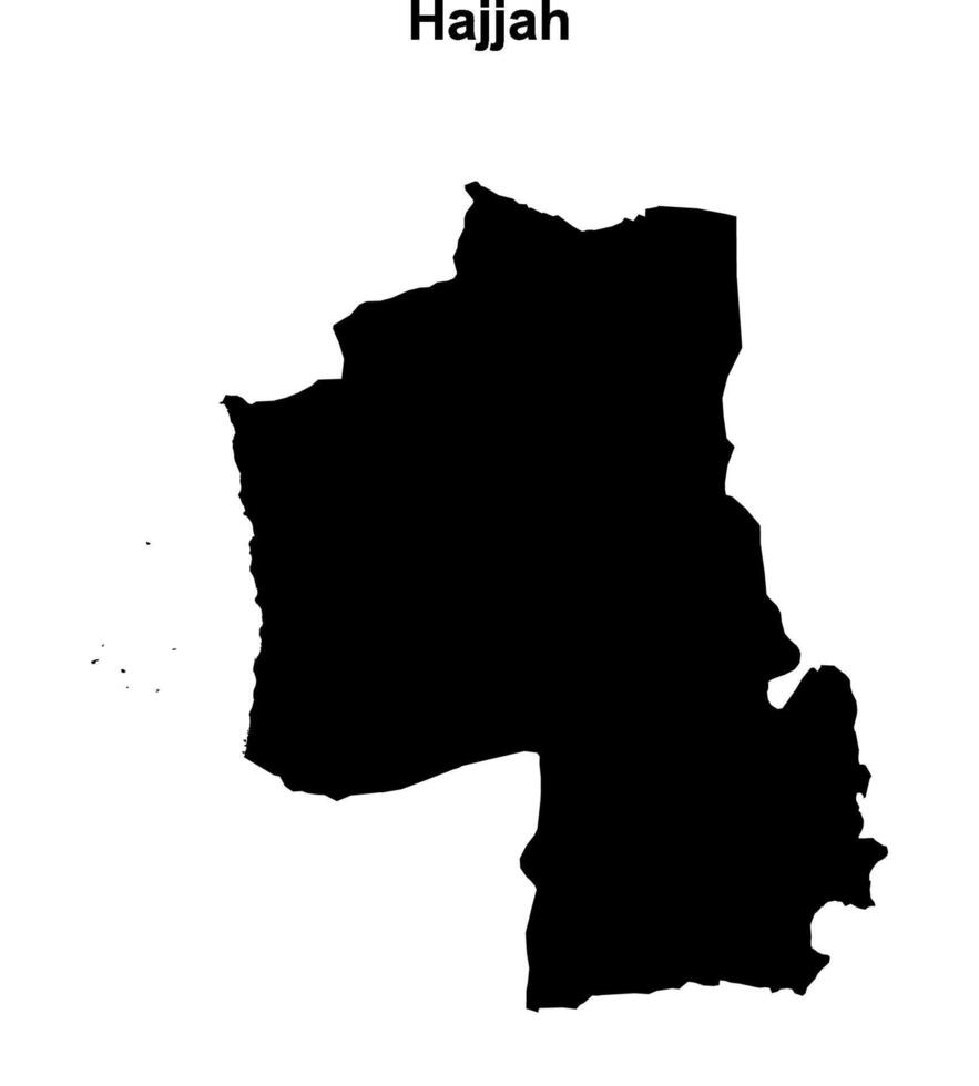 Hajjah governorate blank outline map vector