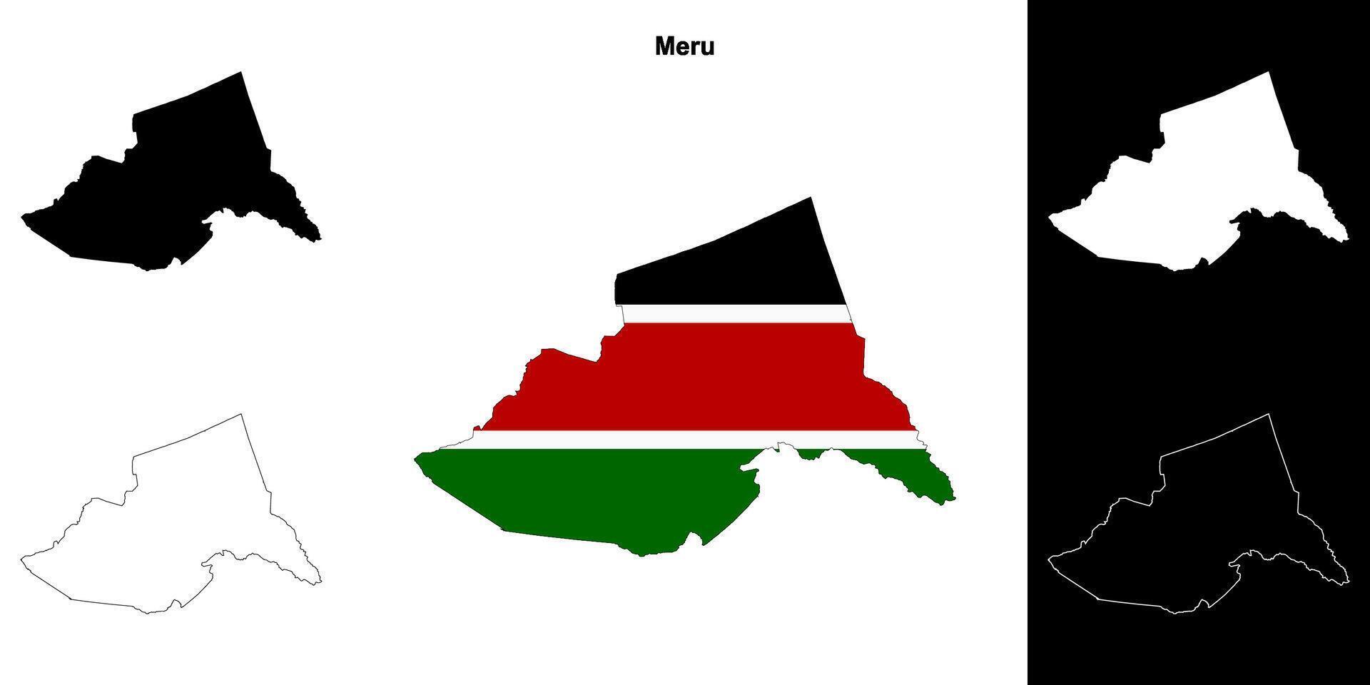 Meru county outline map set vector