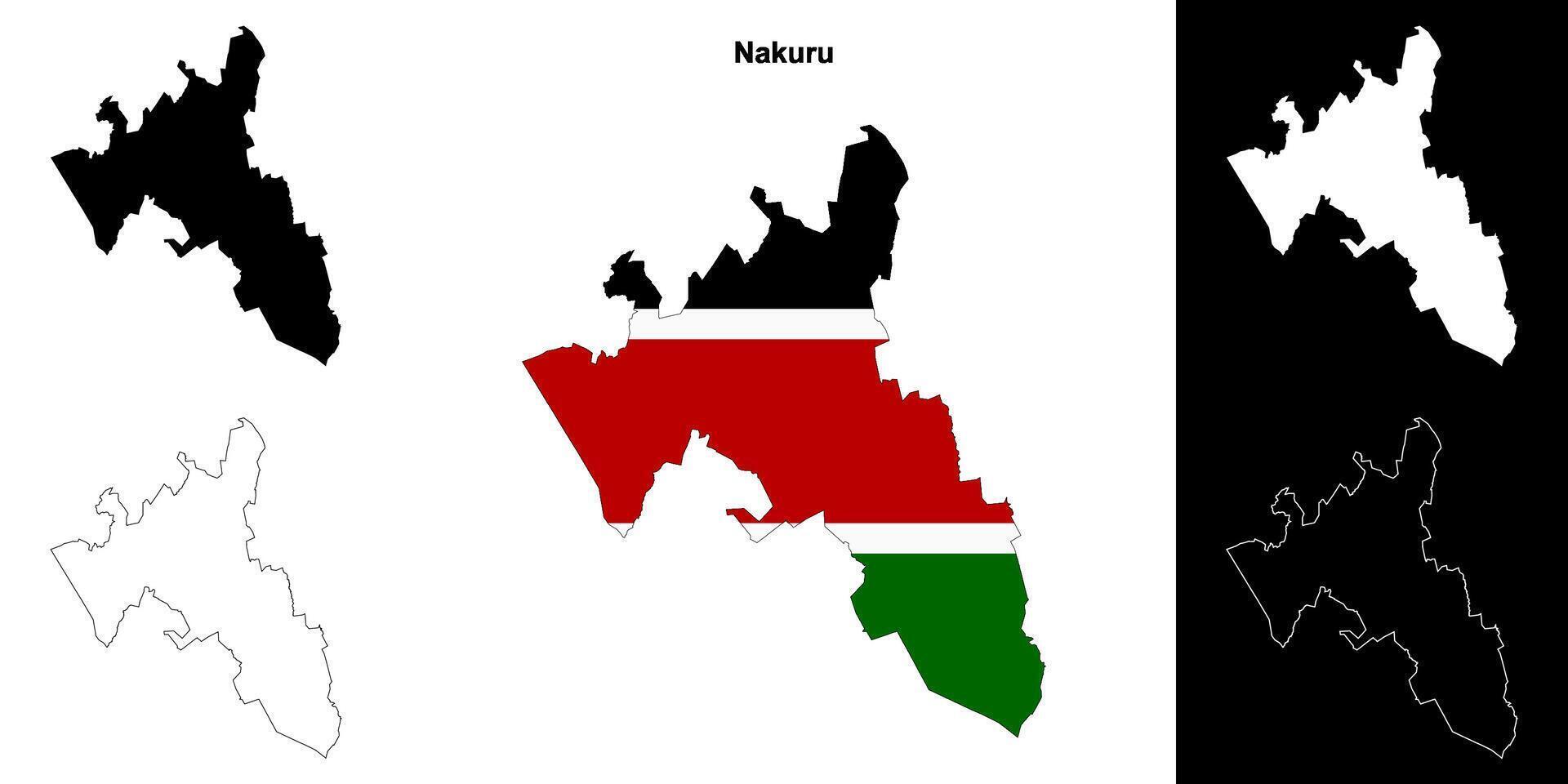 Nakuru county outline map set vector