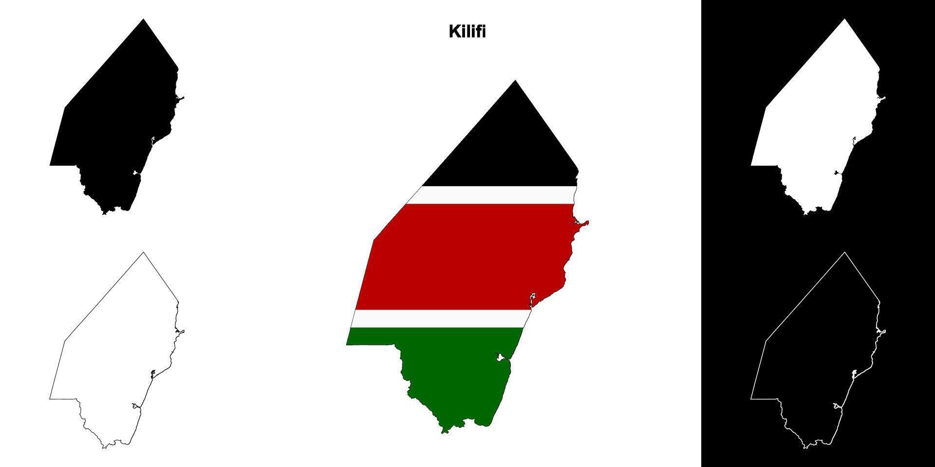 Kilifi county outline map set vector