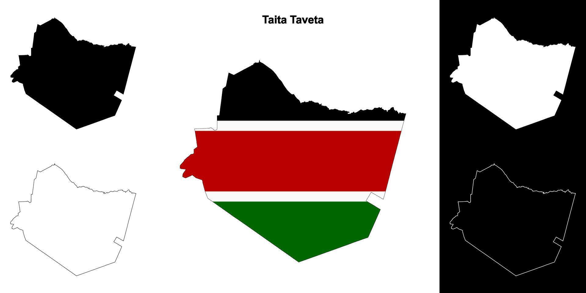 Taita Taveta county outline map set vector