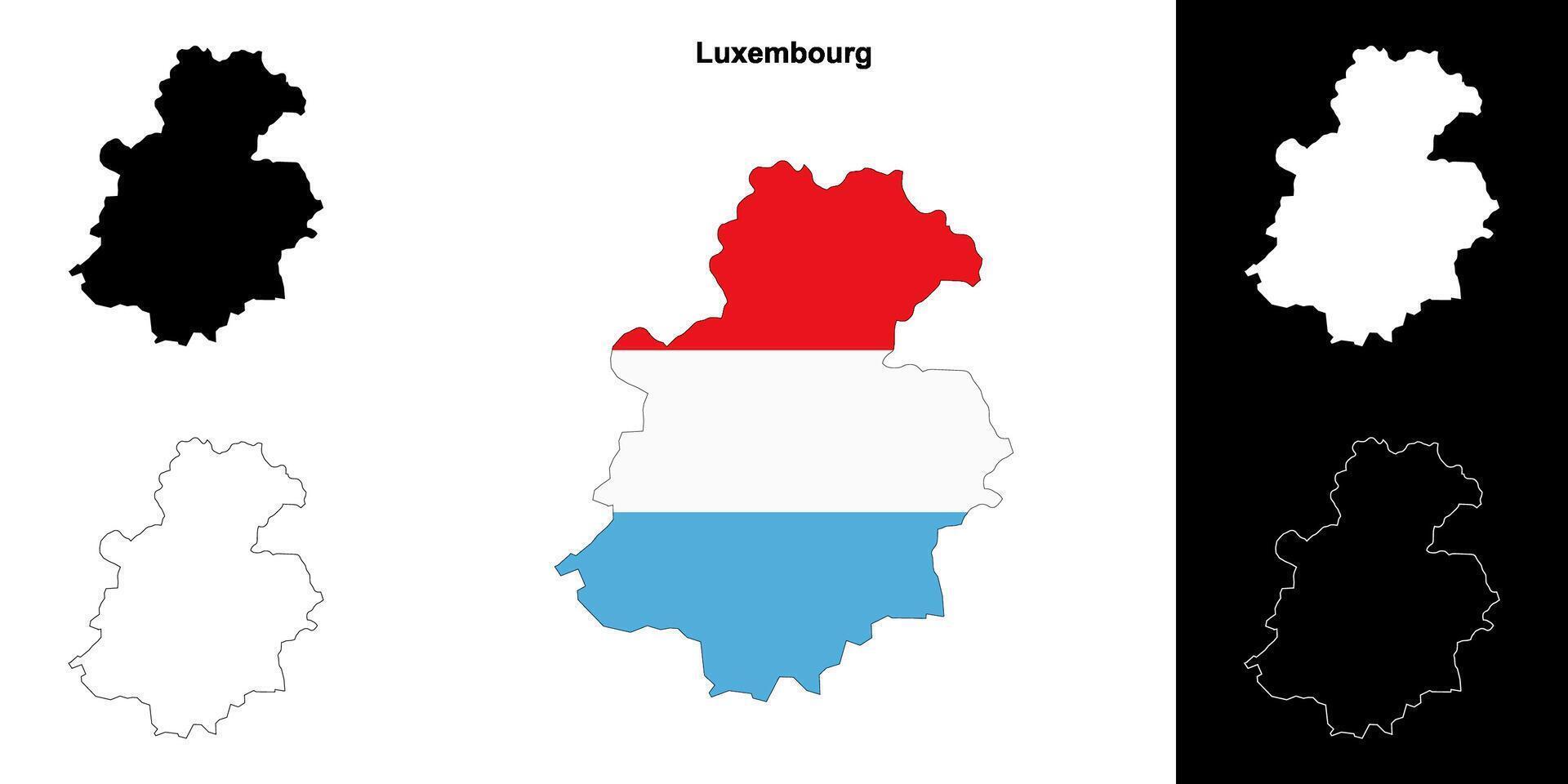 Luxembourg district outline map set vector