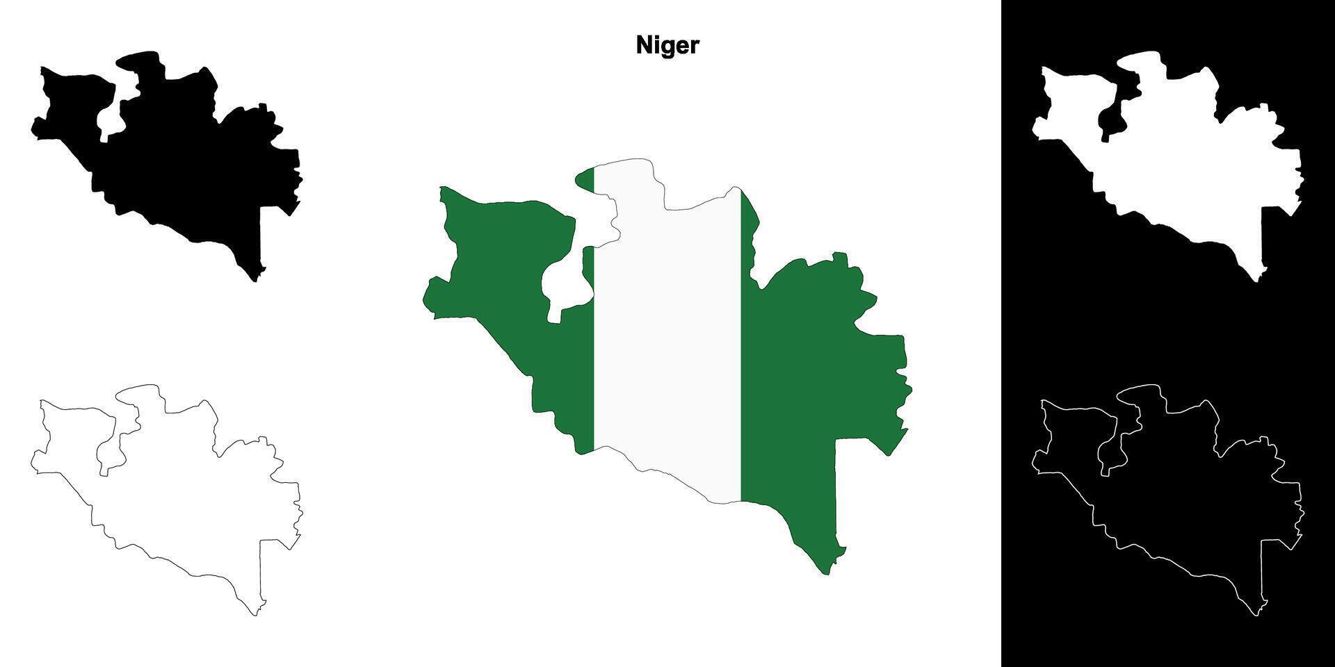 Niger state outline map set vector