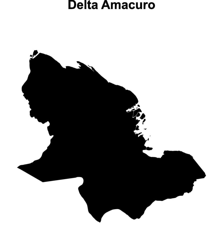 Delta Amacuro state blank outline map vector