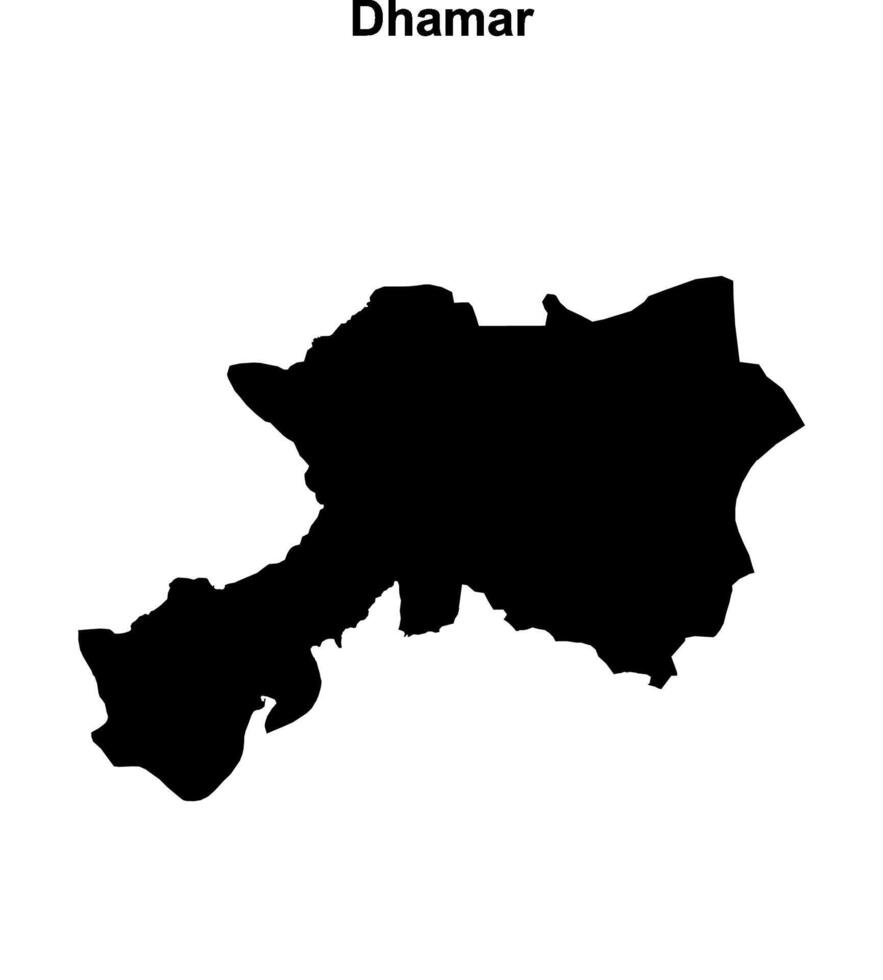 Dhamar governorate blank outline map vector