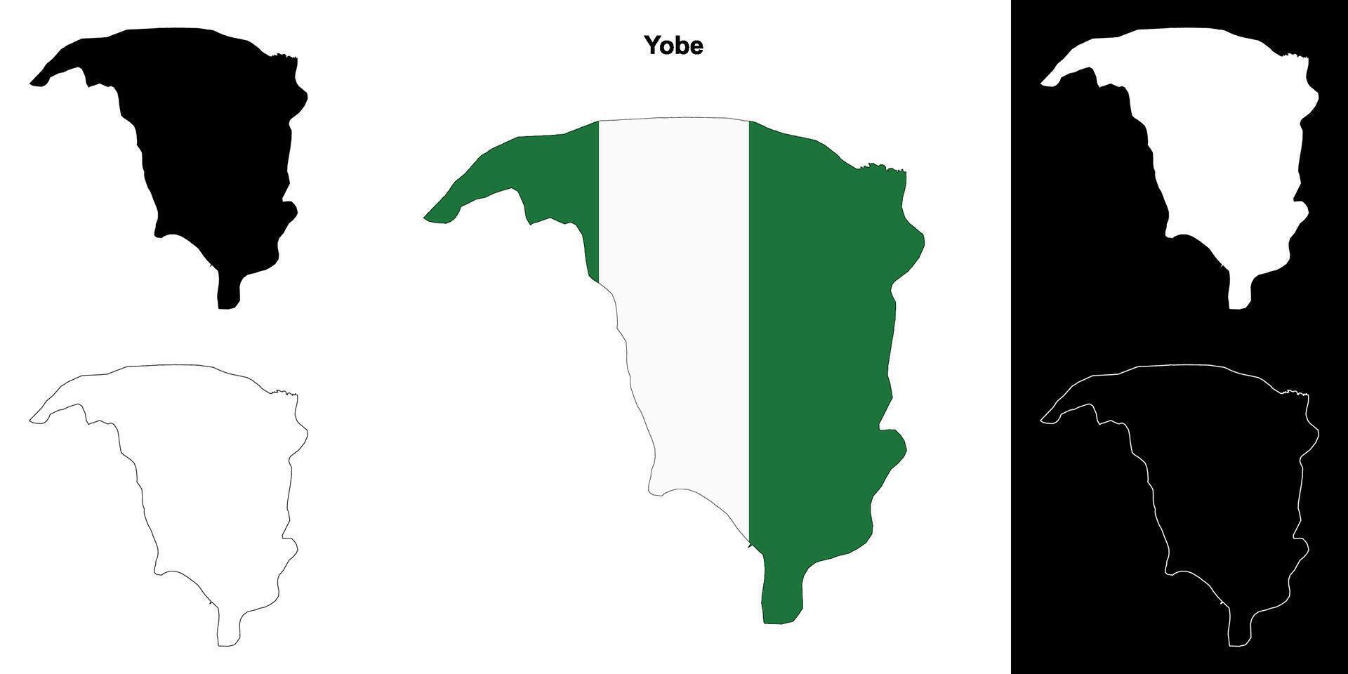 Yobe state outline map set vector
