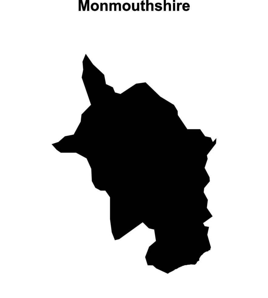 Monmouthshire blank outline map vector