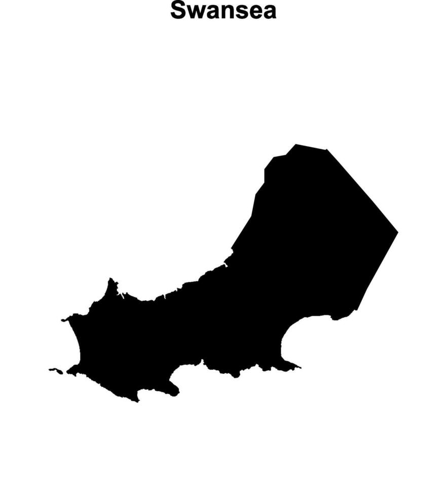 Swansea blank outline map vector