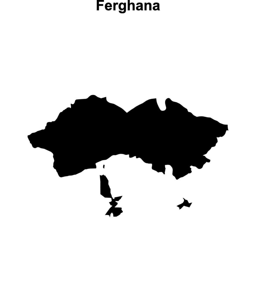 Ferghana region blank outline map vector