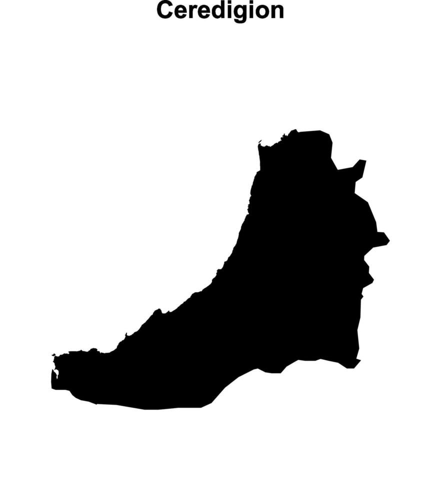 Ceredigion blank outline map vector