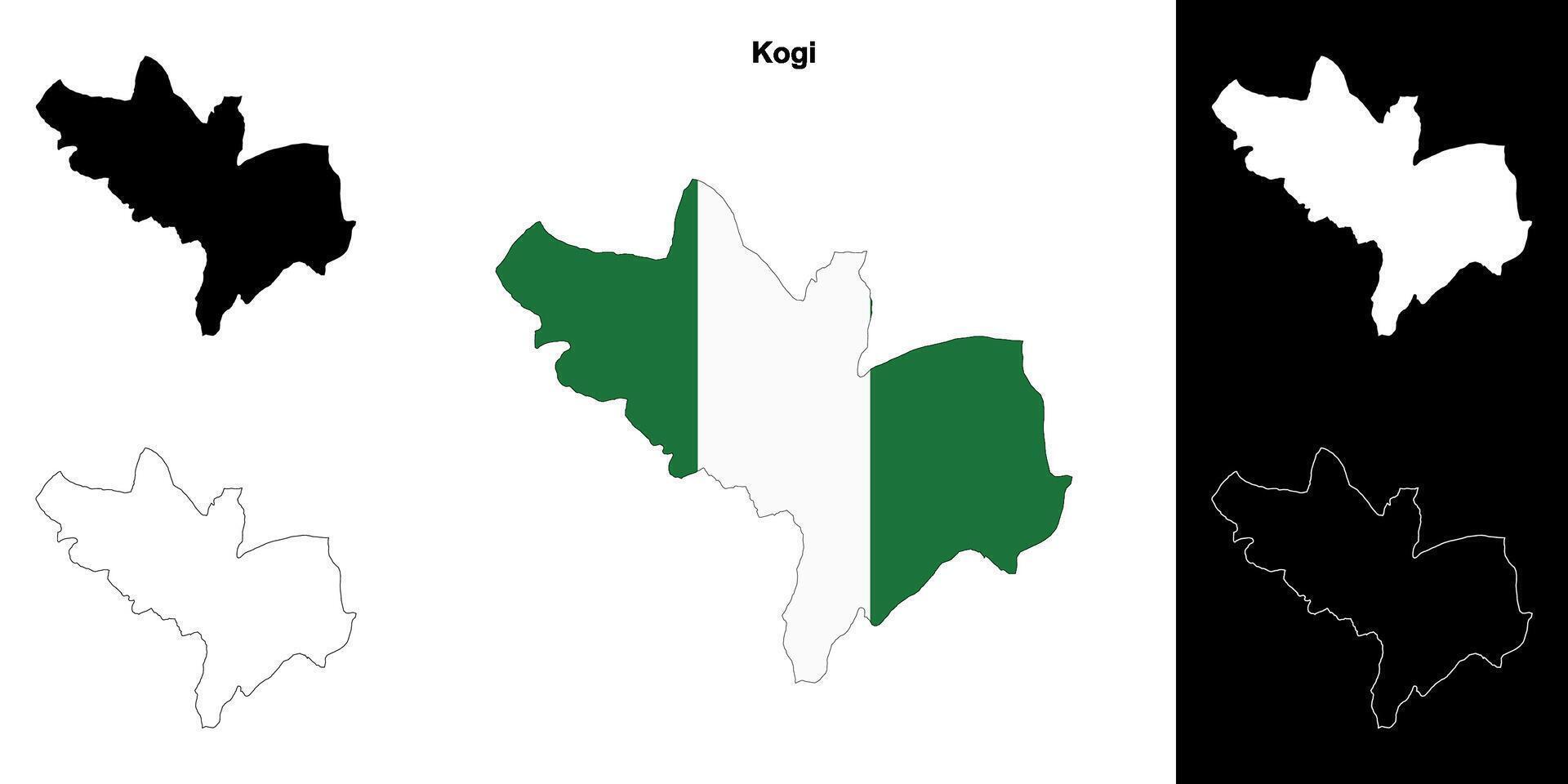 Kogi state outline map set vector