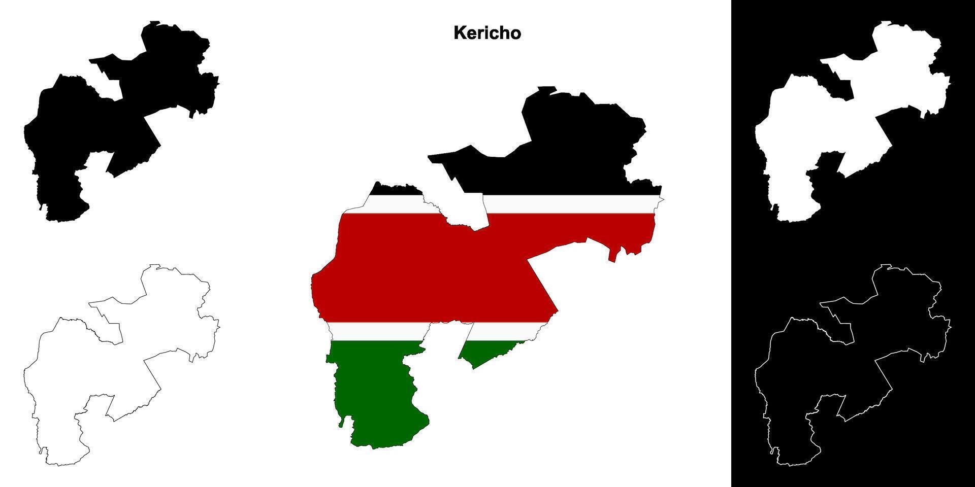 Kericho county outline map set vector