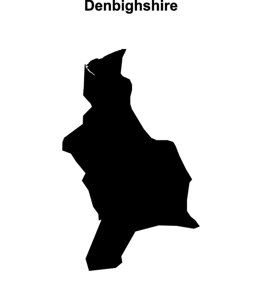 Denbighshire blank outline map vector