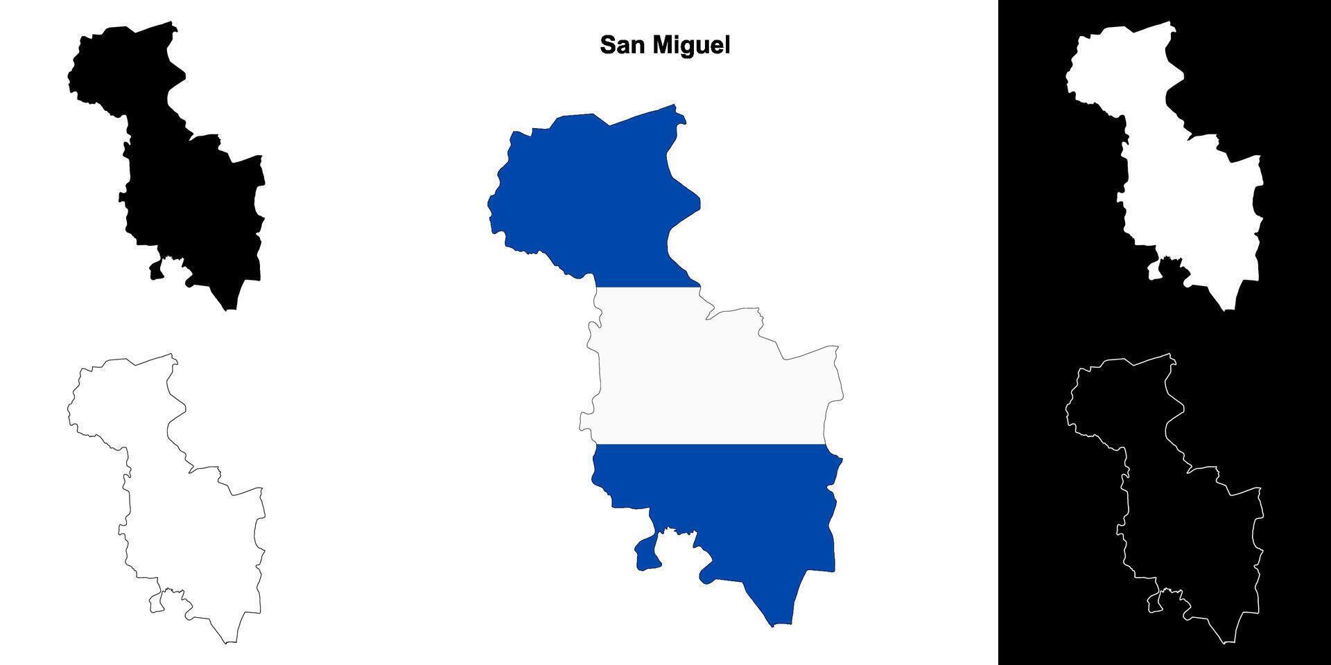 San Miguel department outline map set vector