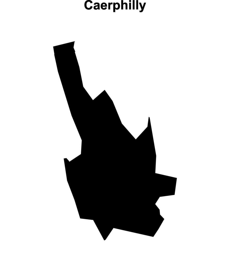 Caerphilly blank outline map vector