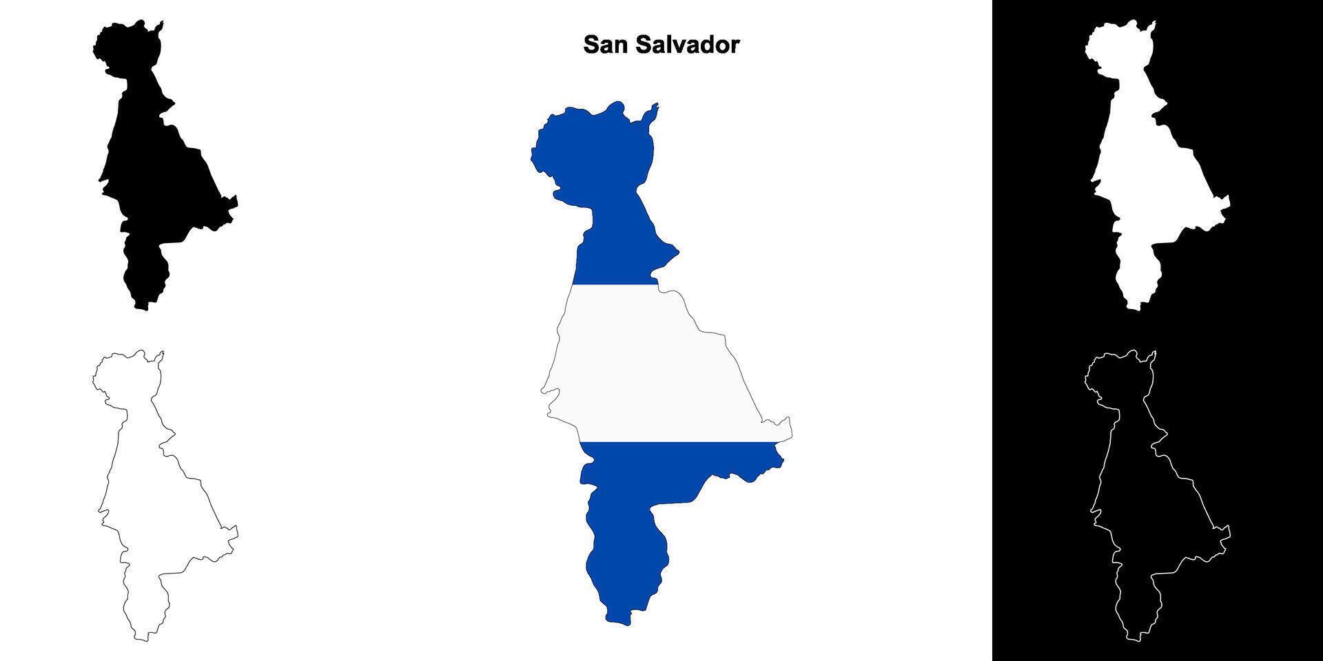 San Salvador department outline map set vector