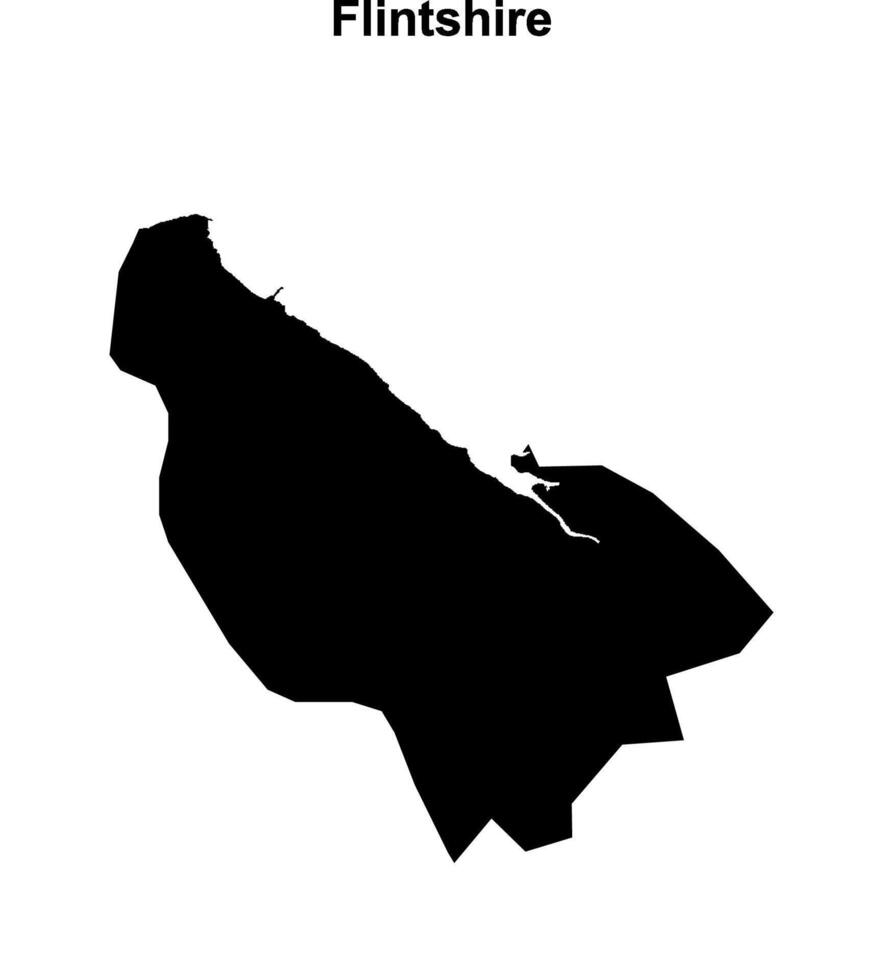 Flintshire blank outline map vector