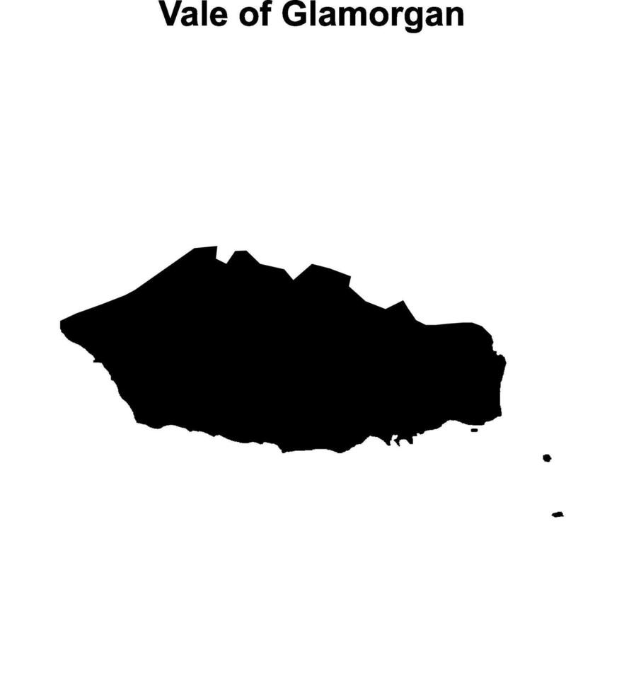 Vale of Glamorgan blank outline map vector