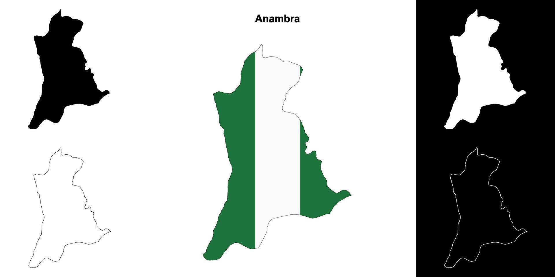 Anambra state outline map set vector