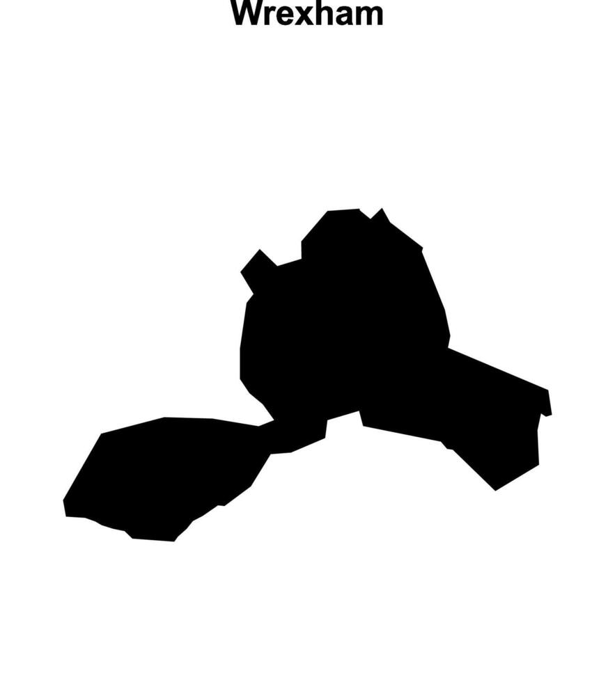 Wrexham blank outline map vector