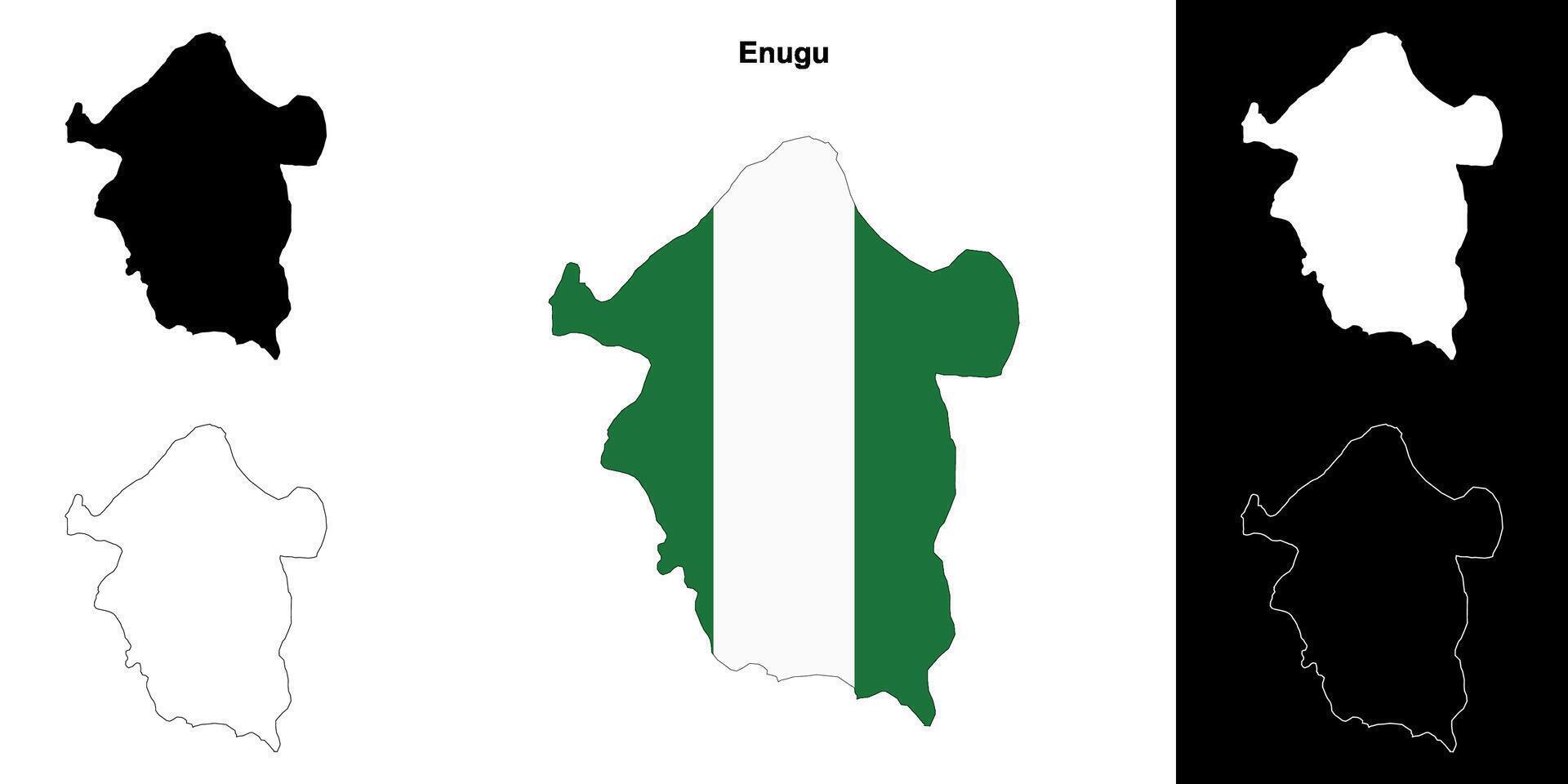 Enugu state outline map set vector
