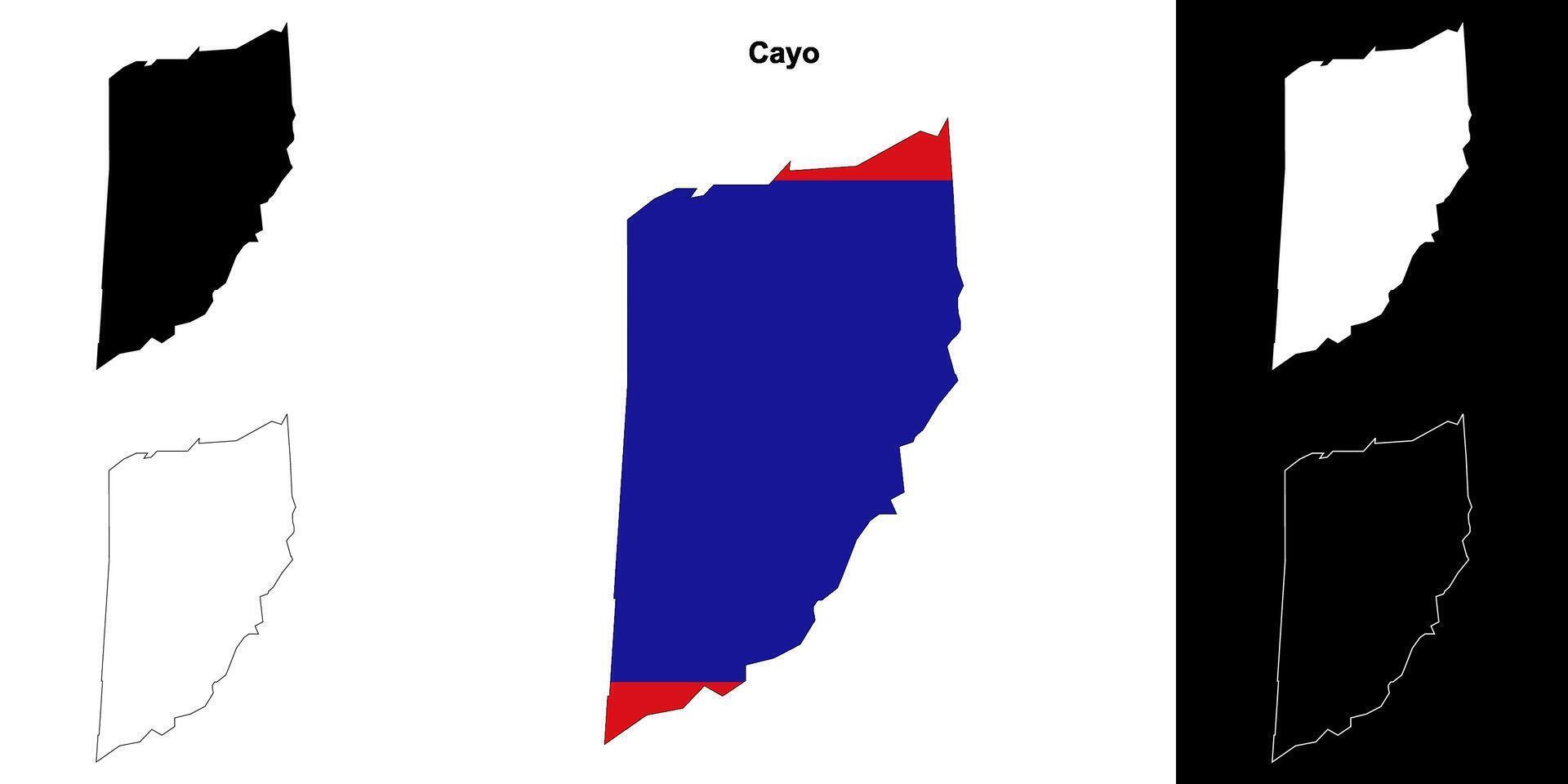 Cayo district outline map set vector