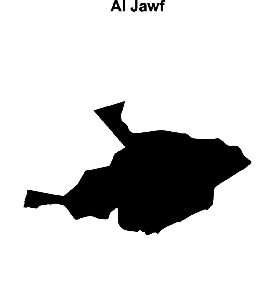 Al Jawf province blank outline map vector