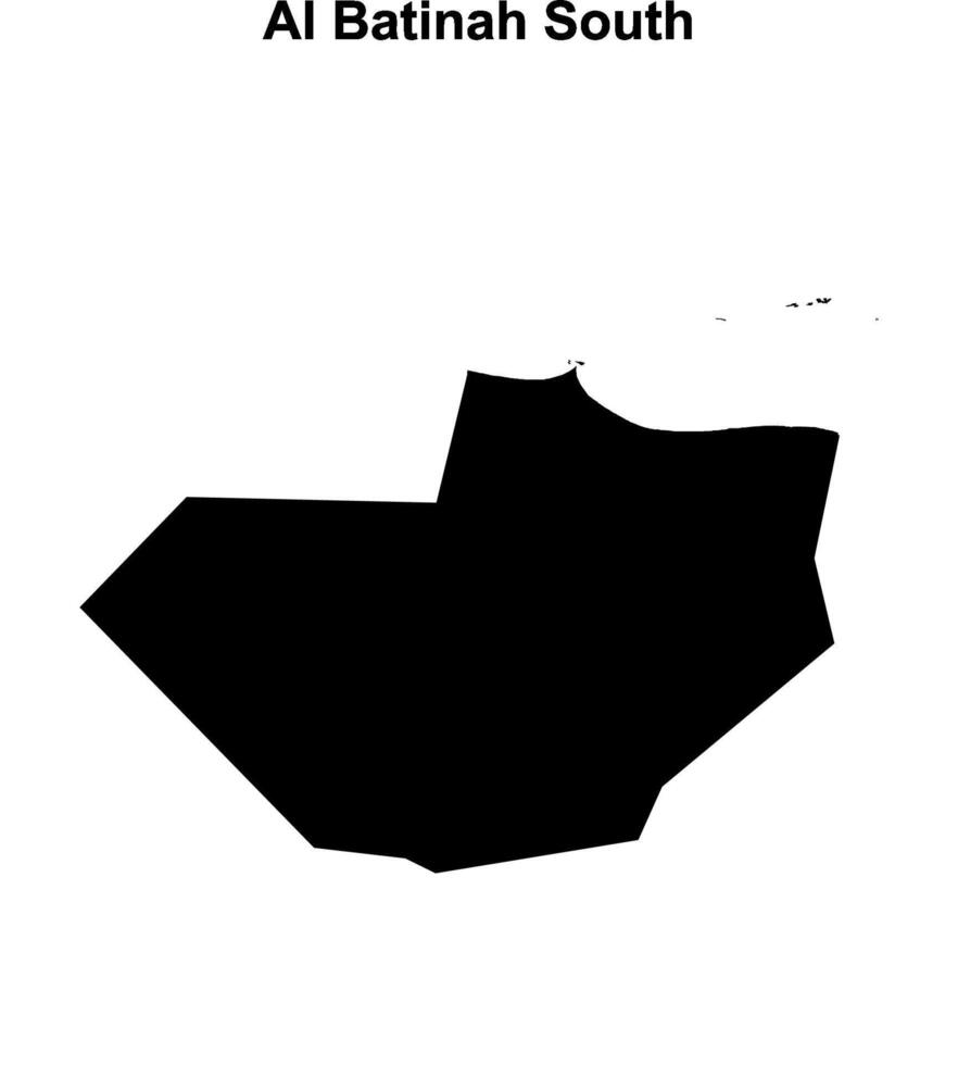 Al Batinah South governorate blank outline map vector