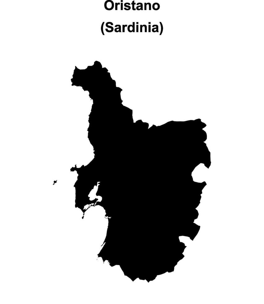 Oristano province outline map vector