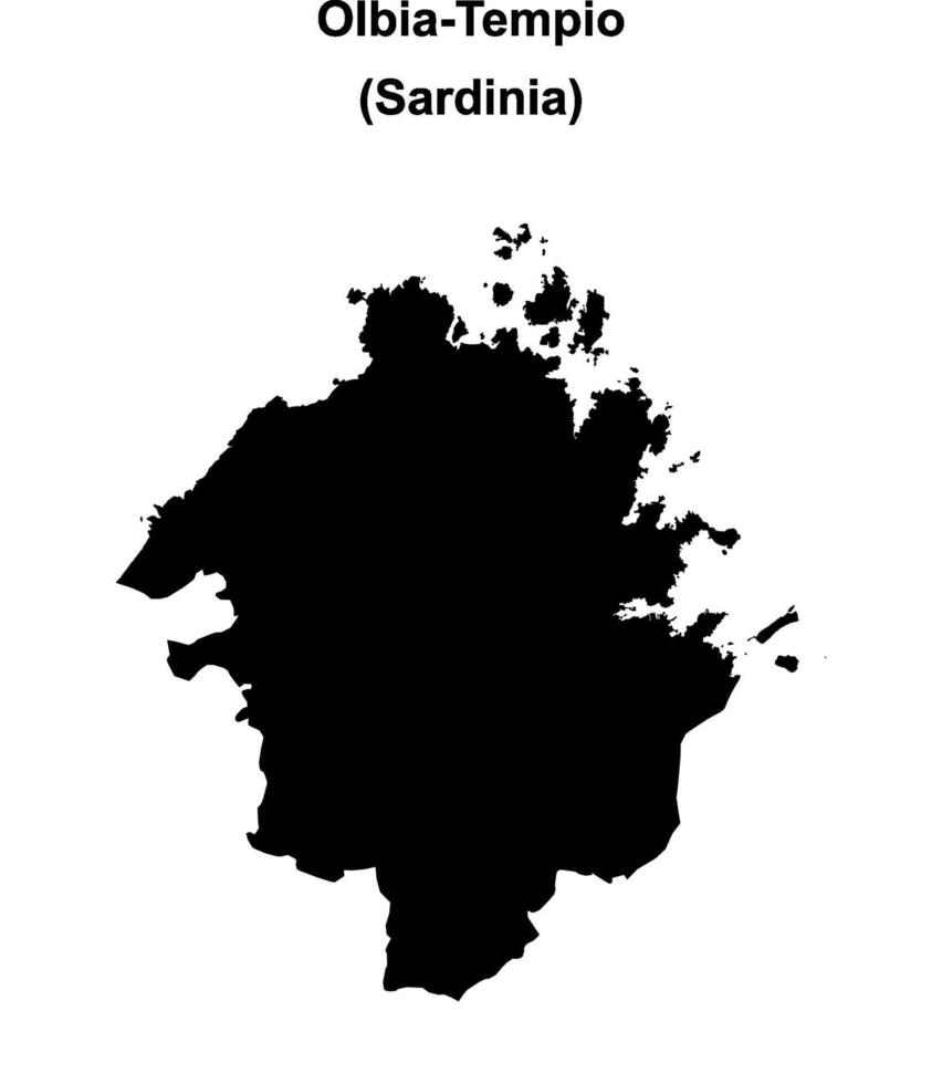 Olbia-Tempio province outline map vector