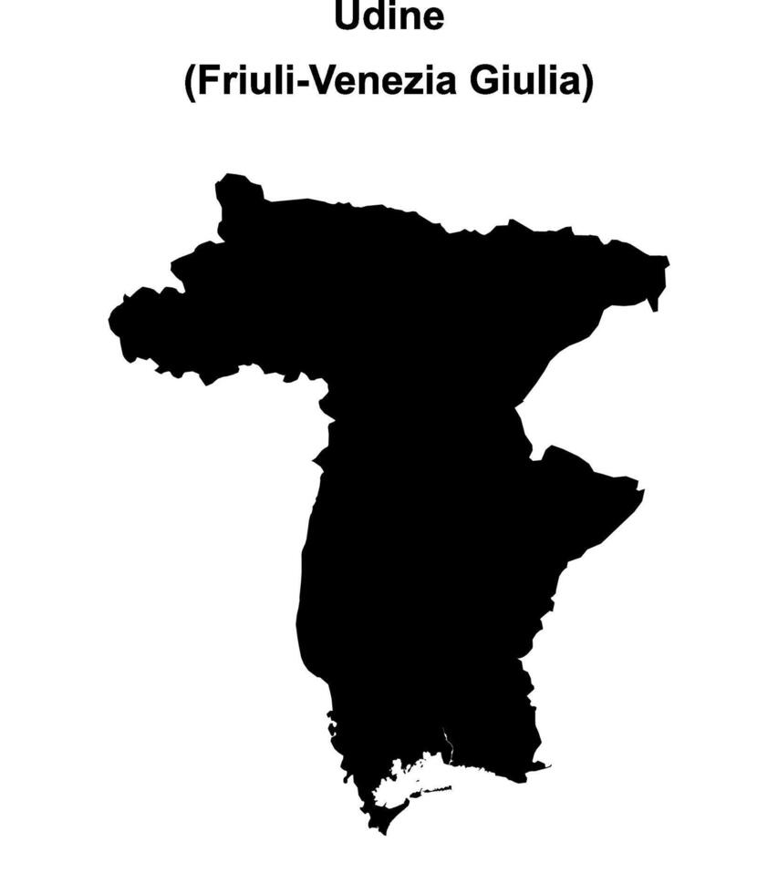 Udine province outline map vector
