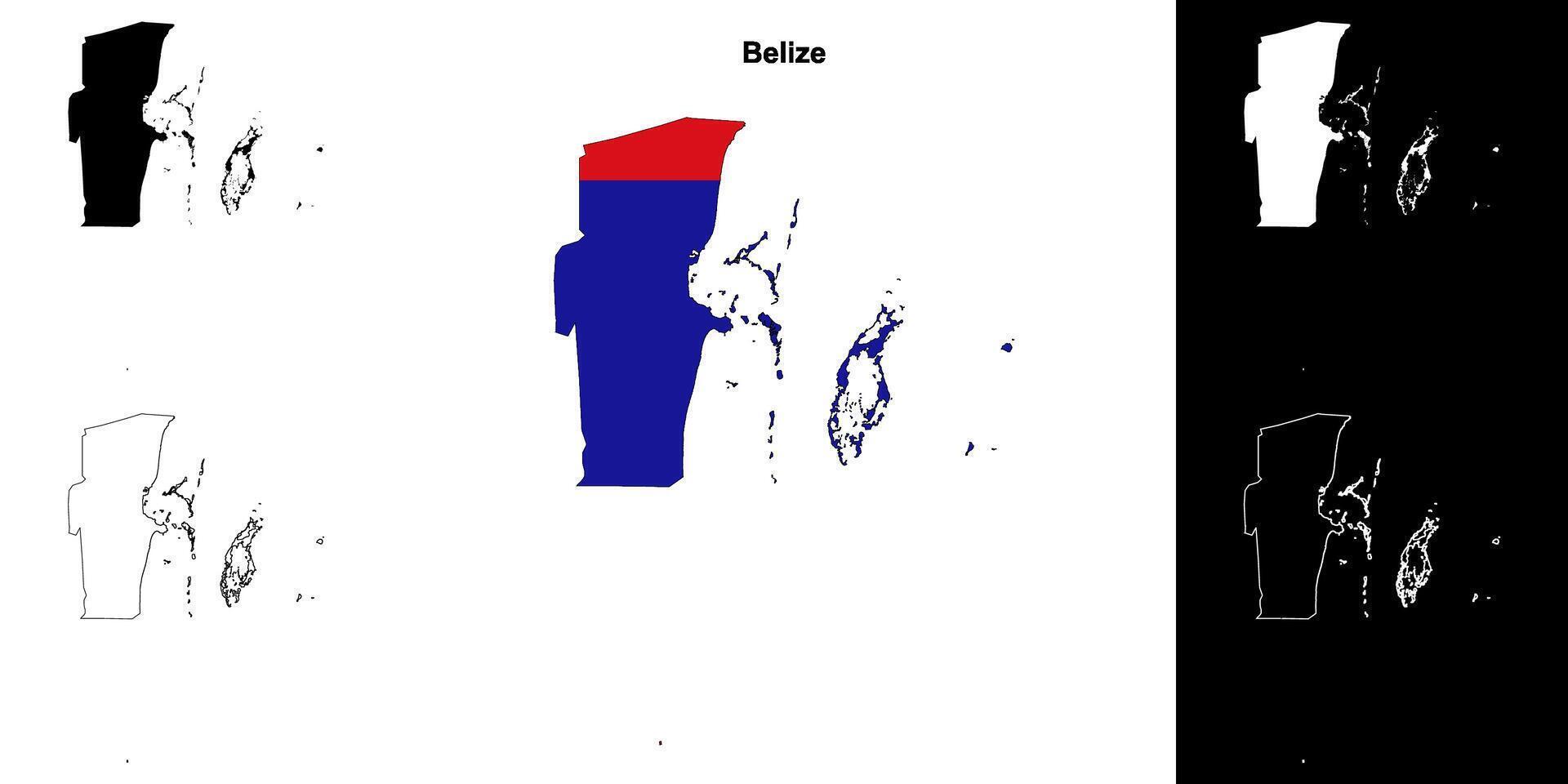 Belize district outline map set vector