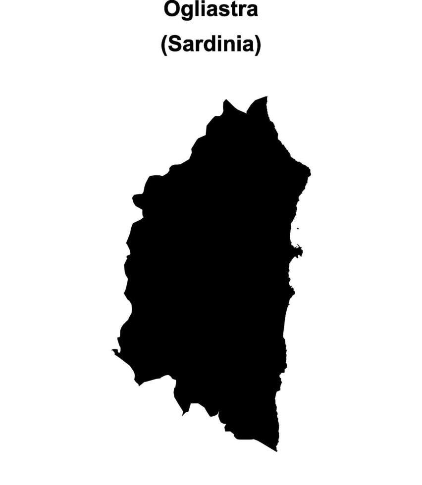 Ogliastra province outline map vector