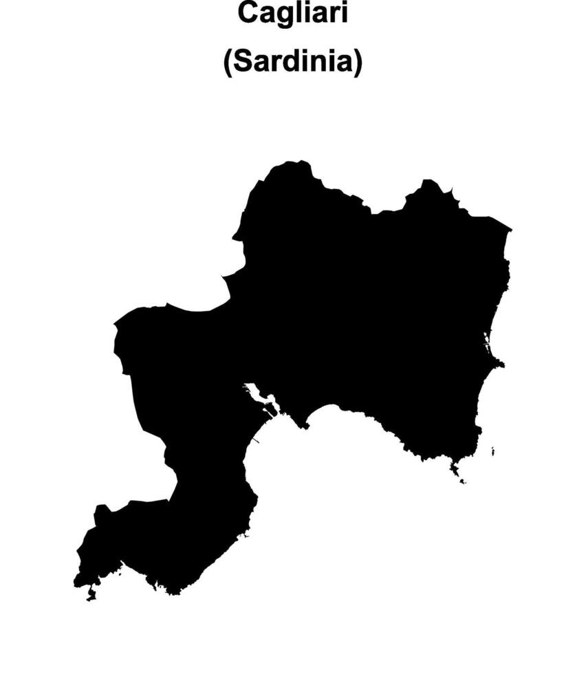 Cagliari province outline map vector