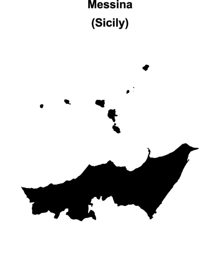 Messina province outline map vector