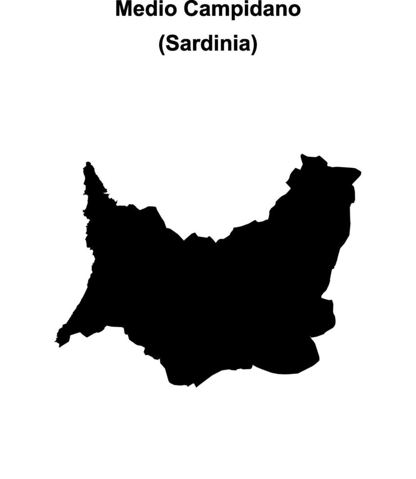 Medio Campidano province outline map vector