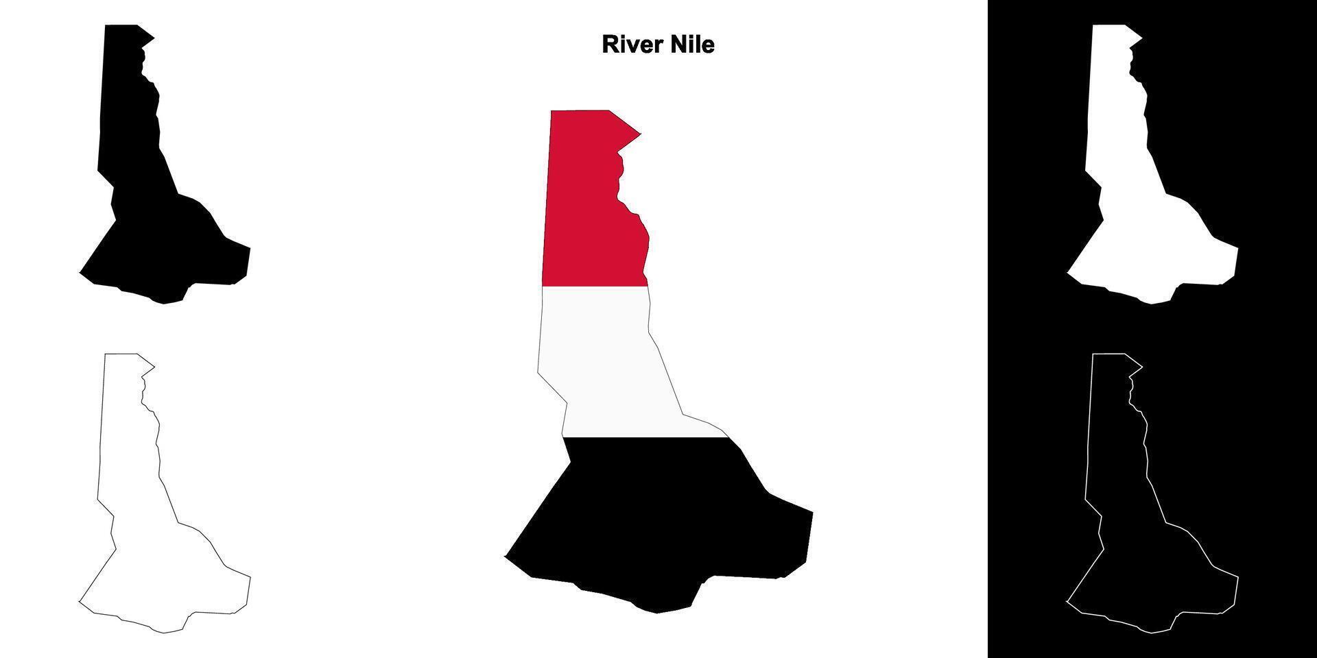 River Nile state outline map set vector