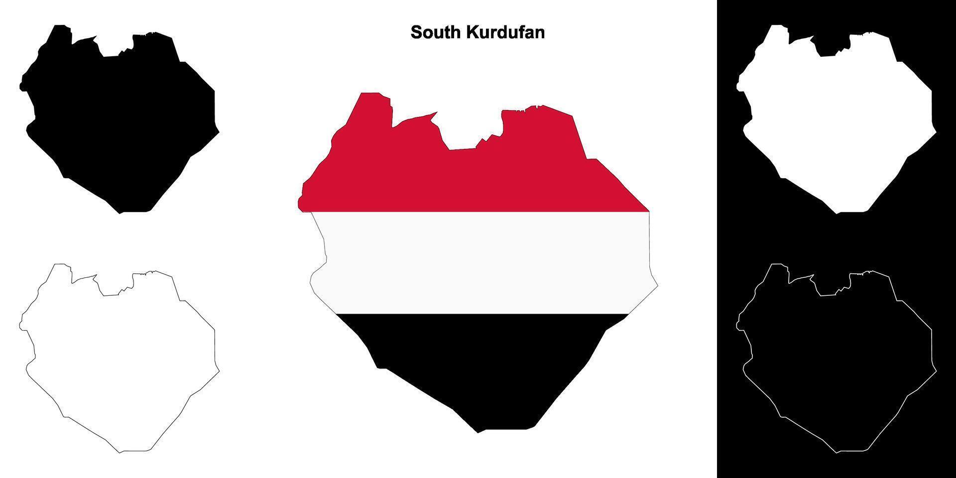 South Kurdufan state outline map set vector