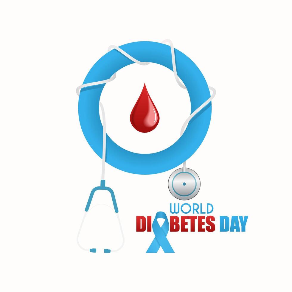 World Diabetes Day, with an illustration of a diabetes icon with a blood drop in the middle vector