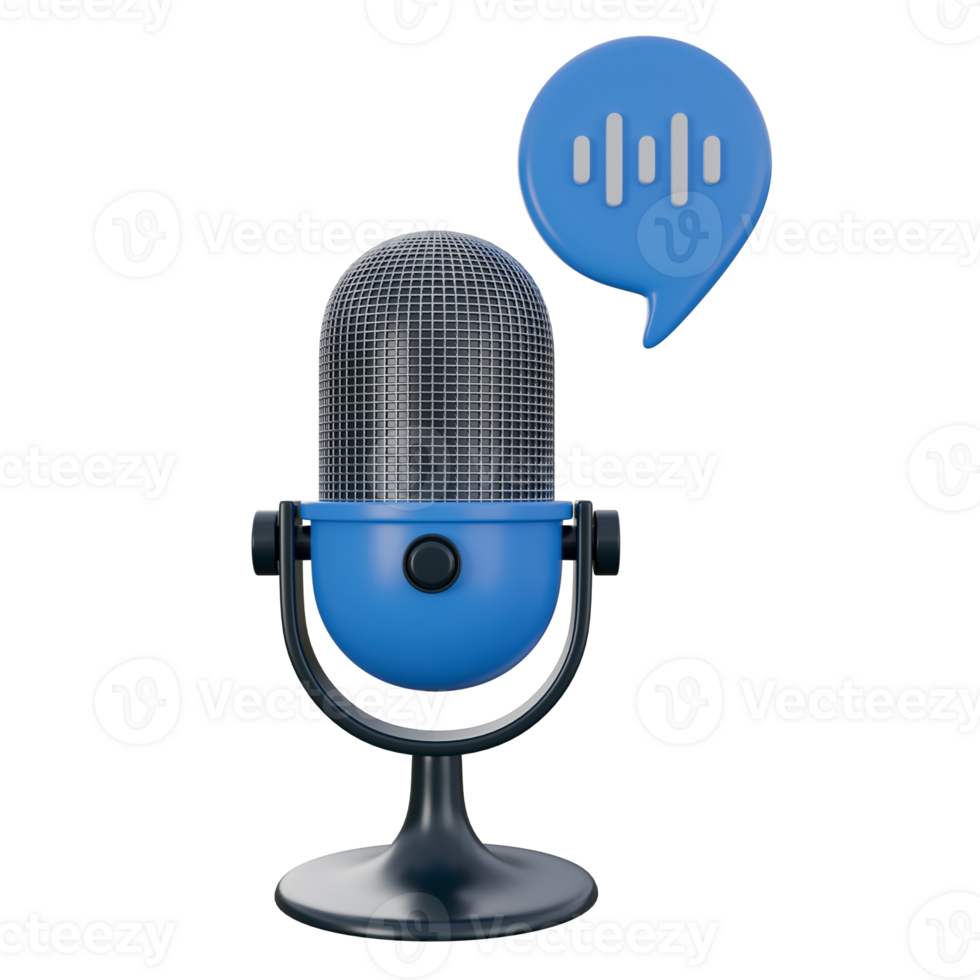 3d illustration of smart microphone, voice recognition technology 3d elements, rendering. it can be used for any purpose. png