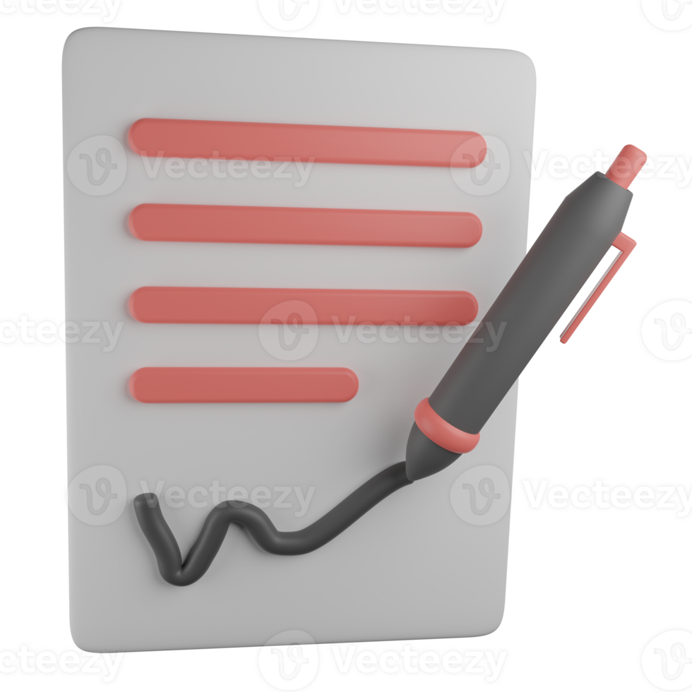 3d illustration of business document or contract or legal paper, It can use for web or apps and many more. png