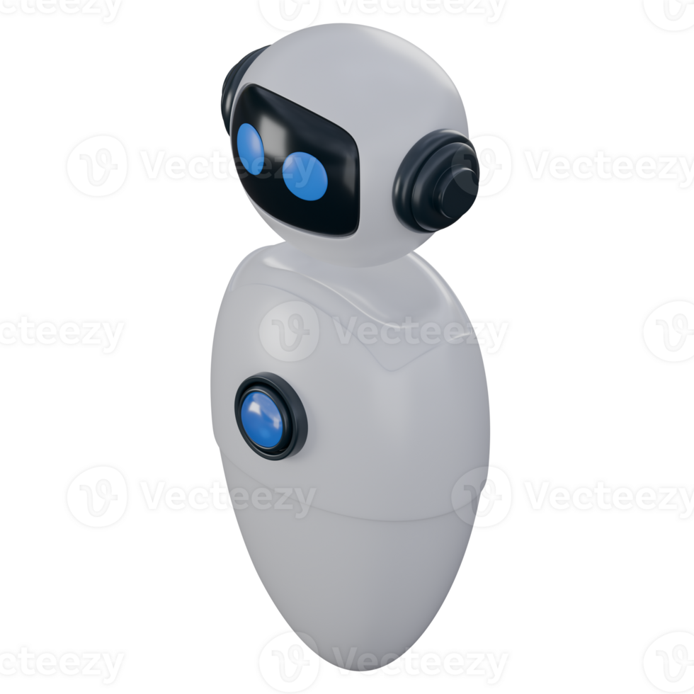 3d illustration of ai white robot , intelligence robot technology 3d elements, rendering. it can be used for any purpose. png