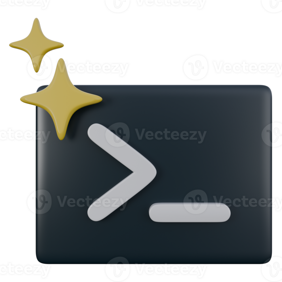3d illustration of command prompt, AI generate, technology 3d elements, rendering. it can be used for any purpose. png