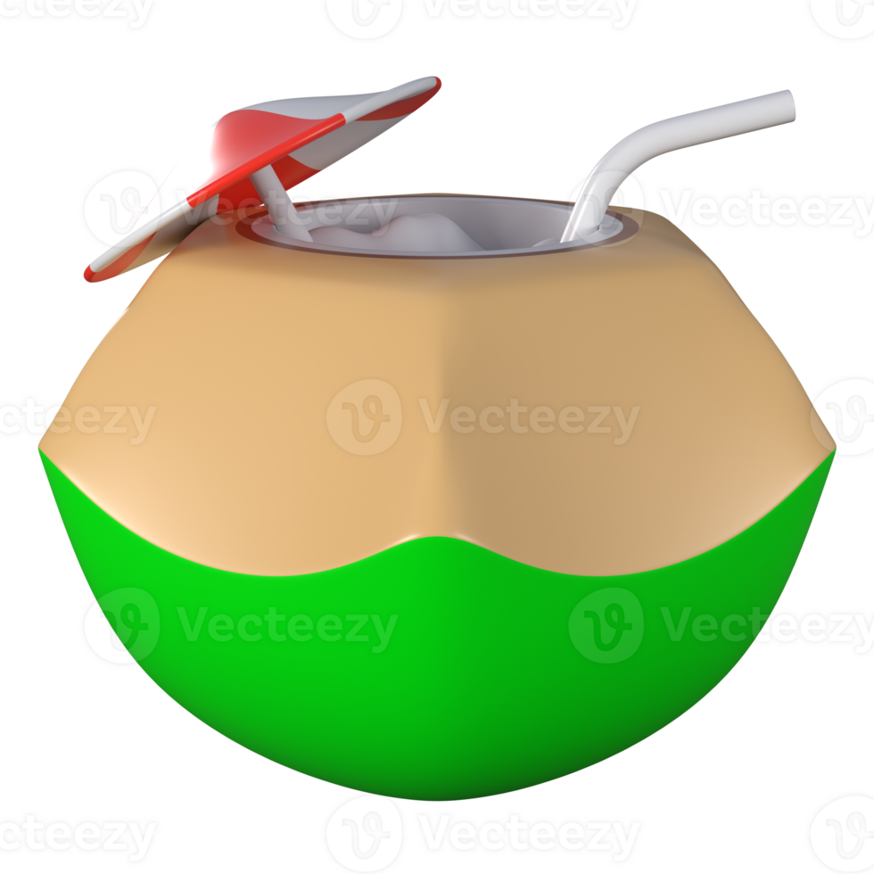 3d coconut illustration or icon, It can use for web, app and more. png