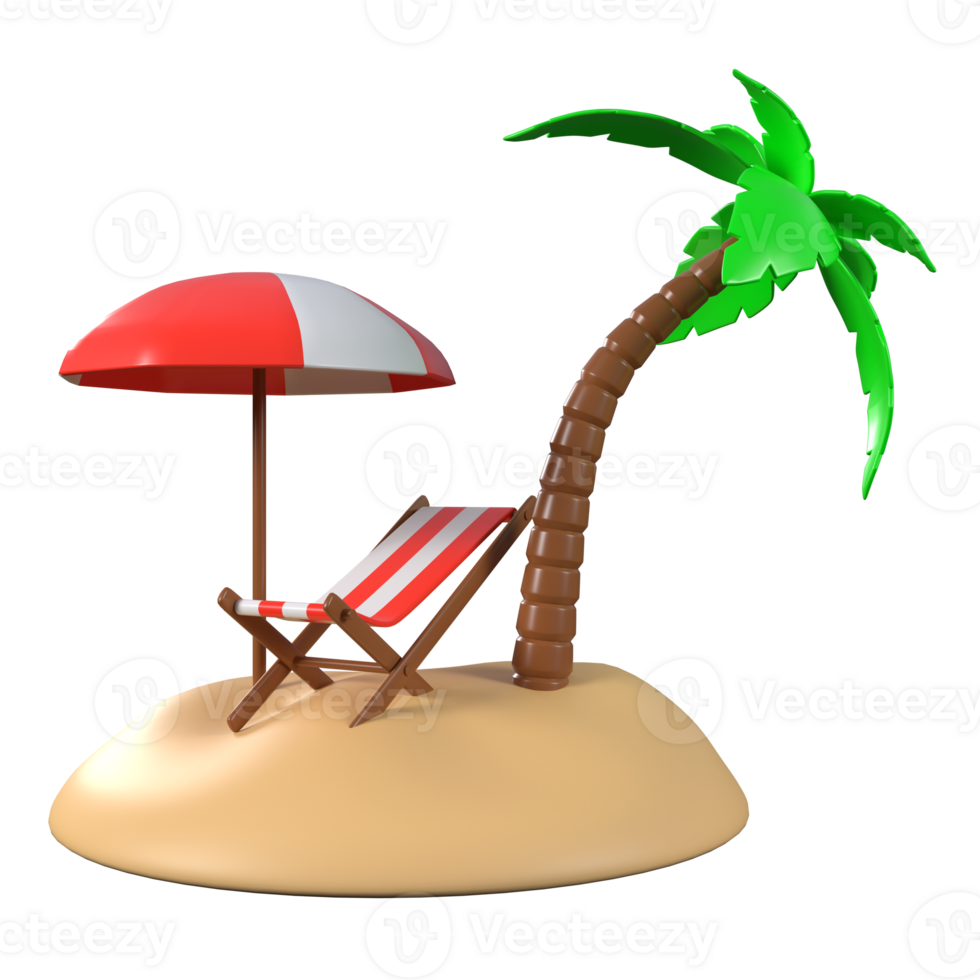 3d beach, island illustration or icon, It can use for web, app and more. png