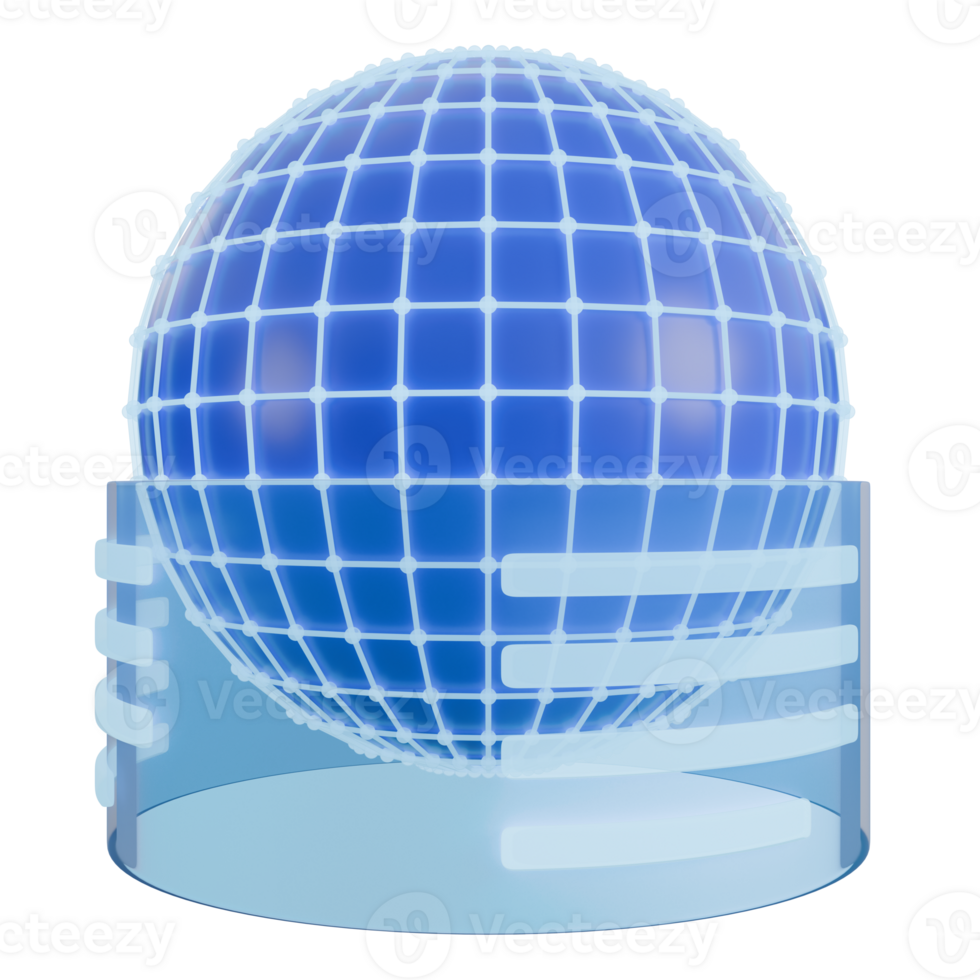 3d illustration of the world with hologram around it, 3d elements, rendering. it can be used for any purpose. png
