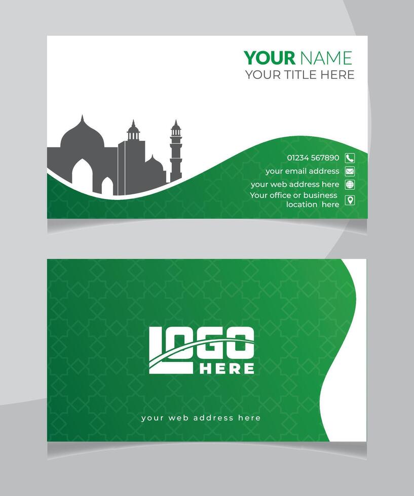 Islamic luxury business card design template and corporate brand identity vector