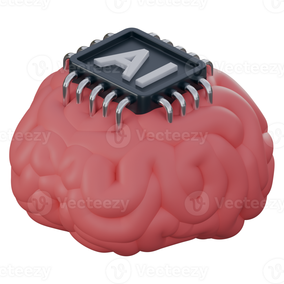 3d illustrazione di ai cervello con patata fritta, tecnologia 3d elementi, resa. esso può essere Usato per qualunque scopo. png