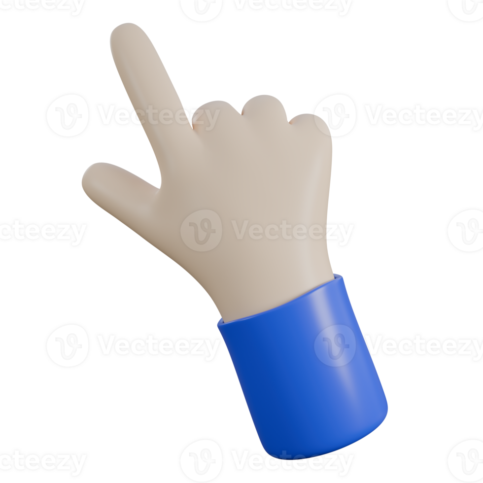 3d illustration of pointer hand, gesture, touch 3d elements, rendering. it can be used for any purpose. png