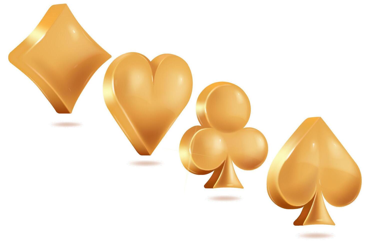 Set of golden card suits icons illustration isolated on white background vector